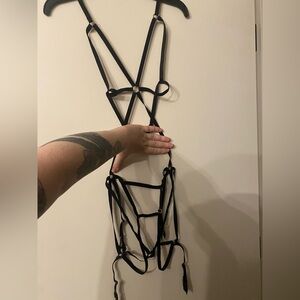 Victoria’s Secret Black Strappy Harness Playsuit